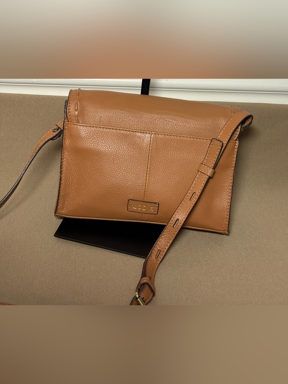 LODIS Leather Front Flap Danica Crossbody Bag - Tan - Picture 2 of 9